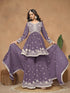 Voilet Faux Georgette Sharara Suit Acy8830